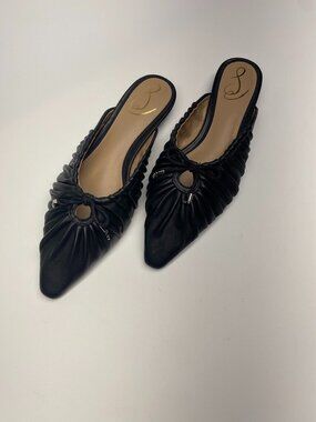 Sam Edelman  Womens Julia Black Leather Pointy Slip On Flats Sz 10